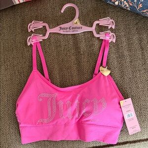 Juicy Couture Hot Pink Rhinestone Logo Sports Bralette